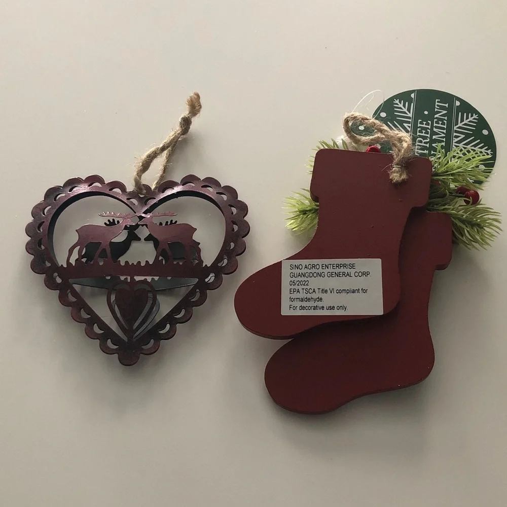 Metal Heart with Deer & Baby it’s Cold Outside Stockings Ornament Set